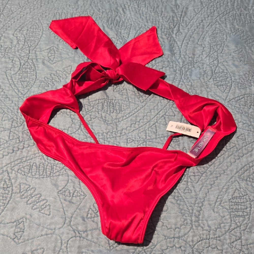 Adore Me Vibrant Red Thong with Bow
